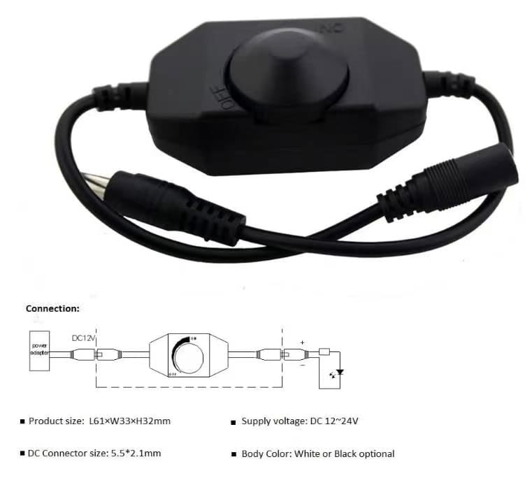 Controlador para tira LED monocolor Dimmer negro - Imagen 6