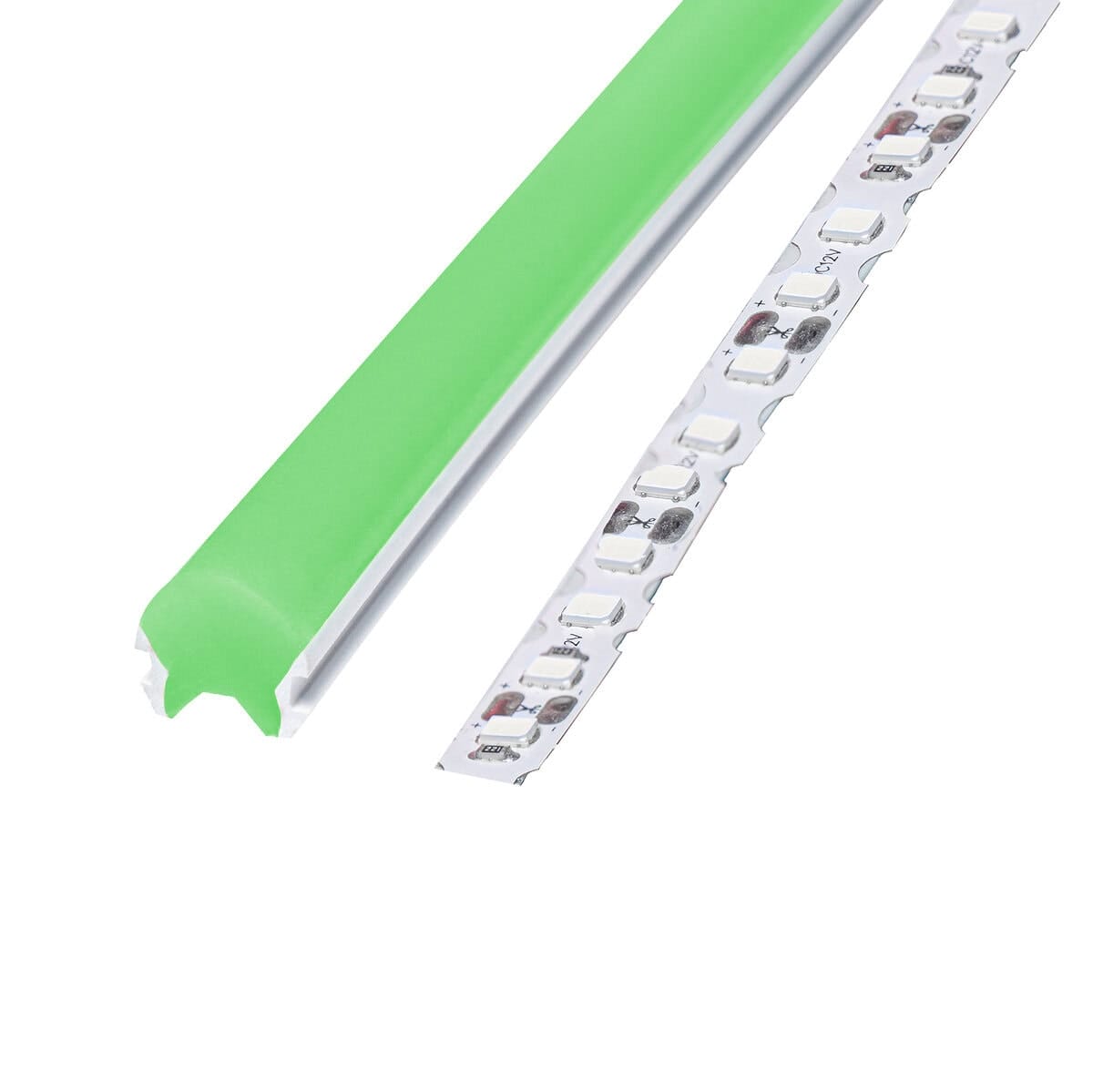 NEON LED Flexible Silicona Dos Piezas Verde, DC12V, 8mm