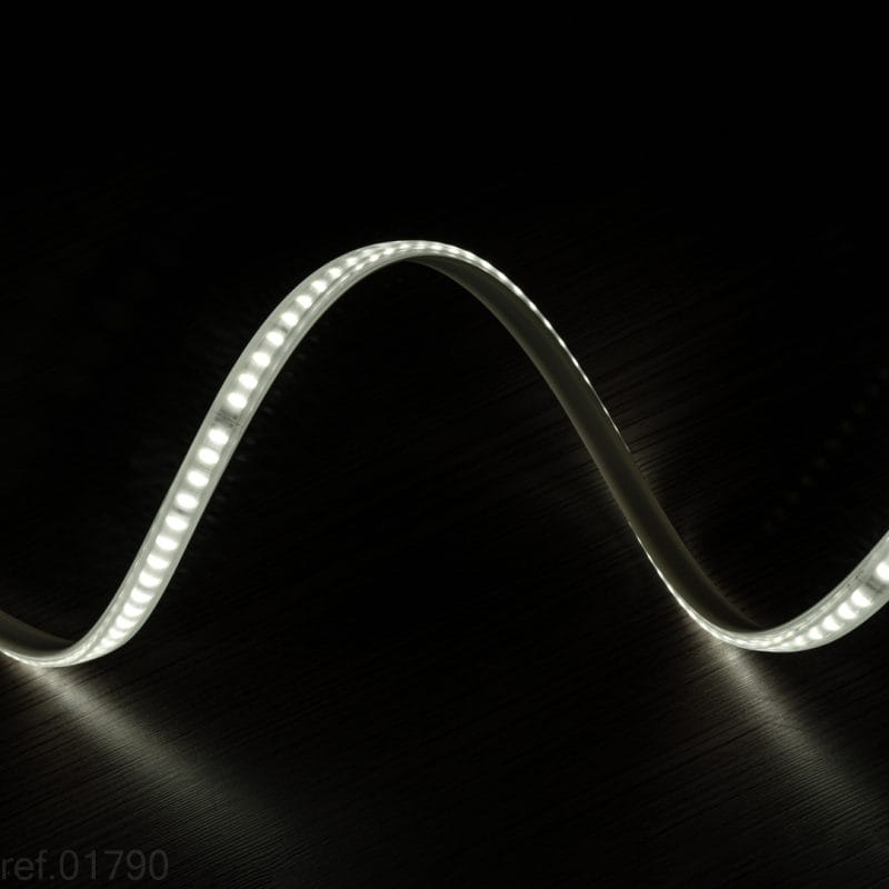 Tira LED 220V SMD2835 120Led/m Blanco Frío 1 metro con conectores rápidos, 20cm corte