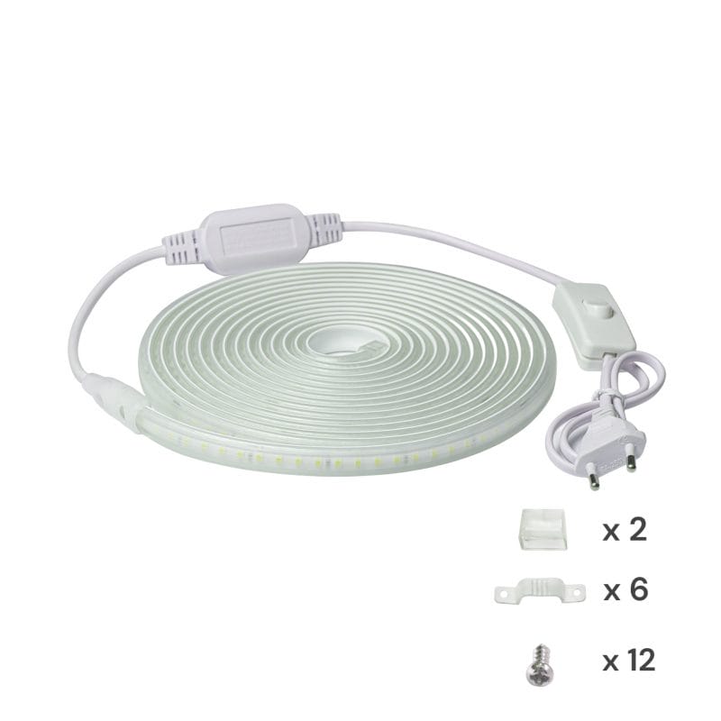 Tira LED 220V SMD2835 120Led/m Blanco Frío 1 metro con conectores rápidos, 20cm corte - Imagen 3