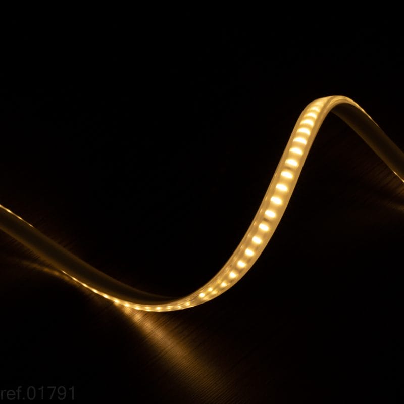 Tira LED 220V SMD2835 120Led/m Blanco Cálido 1 metro con conectores rápidos, 20cm corte