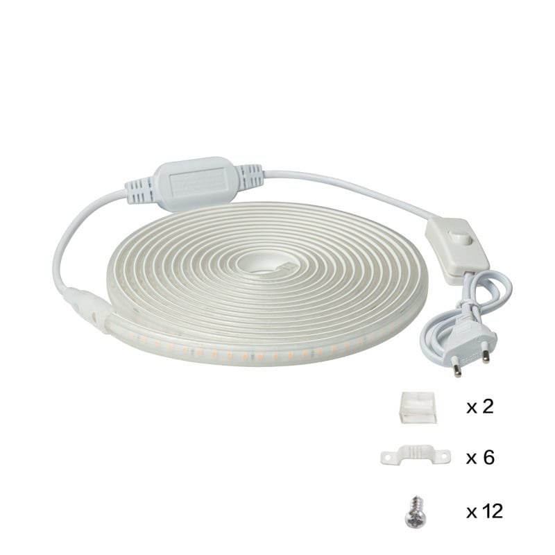 Tira LED 220V SMD2835 120Led/m Blanco Cálido 1 metro con conectores rápidos, 20cm corte - Imagen 3